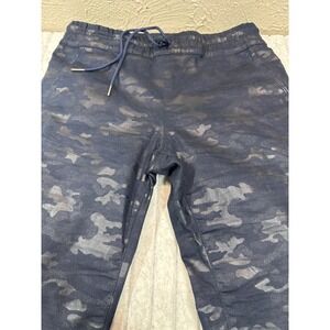 Flog Navy Camo Print Drawstring Joggers Size 29 Tonal Camouflage Pants Mens